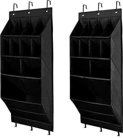 Schuhregal Hängend, Schuhorganizer Camping Organizer über der Tür für Schuhe Schuhregal Tür Camping Schuhregal Hängend, mit 11 Tiefe Tasche und Haken, für Schlafzimmern, RV, Lagerräume (2 Schwarz)