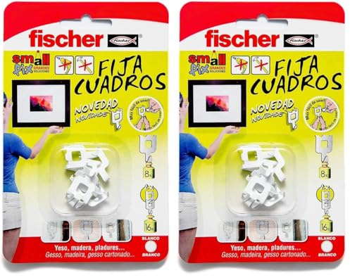 Fischer 522206 Bilderhaken, 8 Stück, Weiß (Packung mit 2)