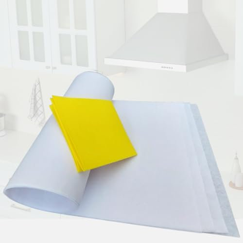 Fitros Campana Extractora Universal, Pack con 4 Filtros de Papel Ignífugo, Autoextinguible de 45*90cm + Una Bayeta Multifucional, Filtro Campana Extractora Recortable y Adapatable a Cualquier Campana.