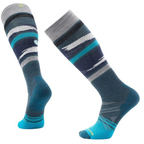 Smartwool Mens Ski Full Cushion Midnight Ski Pattern Over The Calf Socks Twilight Blue Medium