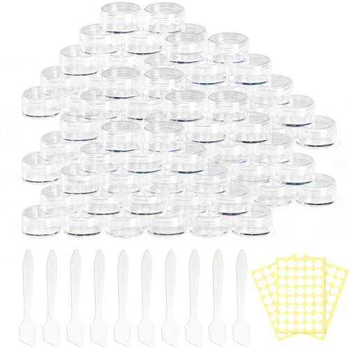 100 Stück Döschen 3g/3ml Leer Cremedose Dosen Tiegel mit Schraubverschluss Deckel Kleine Probendöschen Reise Flasche Jar Behälter für Flüssige Proben Pulvercremes (Transparent)