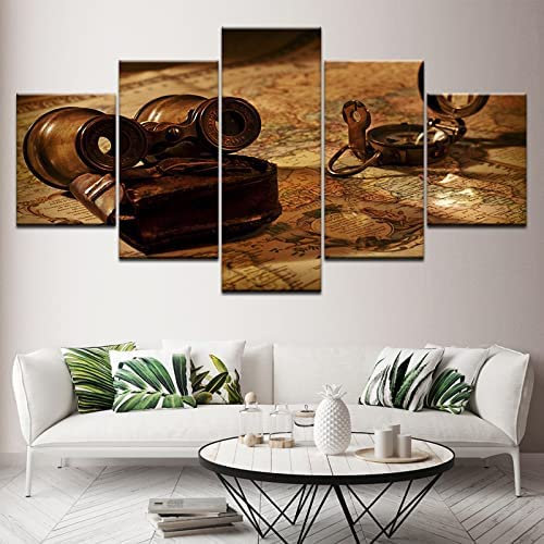 Bilder Leinwandbilder Abstrakter Kompass Vlies Leinwand 5 Teilig Wandbilder Kunstdrucke Wandbild Bild Auf Kunstdruck Wanddeko Wand Wohnzimmer Wanddekoration Deko Modern Ohne Rahmen 150 X 100 Cm
