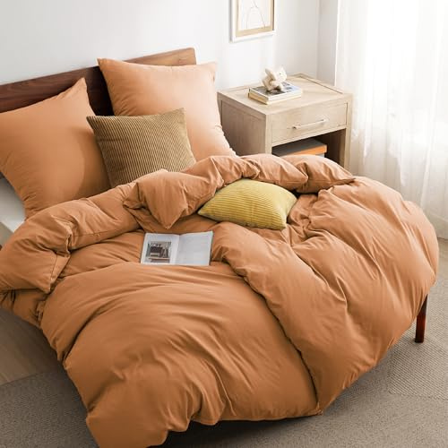 BEDSURE Bettwäsche 135x200 4teilig Mikrofaser - Orange, 80x80 Kissen | Kontrast-Design Wendebettwäsche mit Reißverschluss, Oeko-TEX zertifiziert, einfache Montage, für Zuhause & Hotel