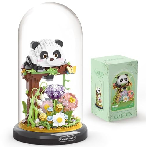 JOMIOD Ensemble de Construction de Fleurs de Panda pour Adultes, Amis des Plantes, bonsaï, Cadeaux de fête pour Adolescent, Blocs de Construction d'animaux, Cadeau pour garçons et Filles – 999 pièces