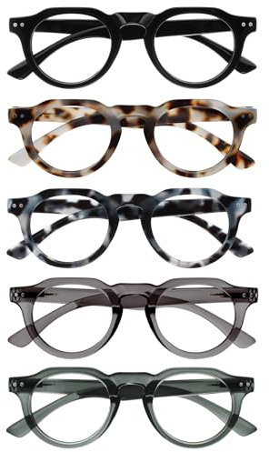 OPULIZE RIO Gafas de Lectura con Filtro de Luz Azul x5 - Montura Parte Superior Plana - Negro, Marrón, Azul, Verde, Gris - Hombres/Mujeres - BBBBB53-12367 +2.00