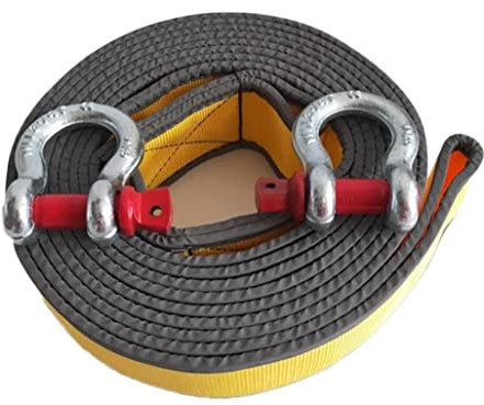 BomDog Bergungs-Abschleppgurt, Extra Robustes Abschleppseil, Verstärkte U-Haken Aus Stahl, Robuster Abschleppgurt, Off-Road-Abschleppseil/15T/7M