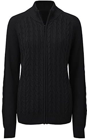 Saodimallsu Damen Strickjacke Langarm Reißverschluss Cardigan Zopfmuster Jacke Strickpullover Lässig Mantel