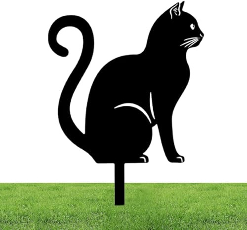 Piquet de Jardin pour Chat Noir, Piquet pour Chat Noir pour Jardin | Piquets de Chat en métal pour Chat Noir d'extérieur,Décorations extérieures de pelouse pour Les Amoureux des Chats, de c