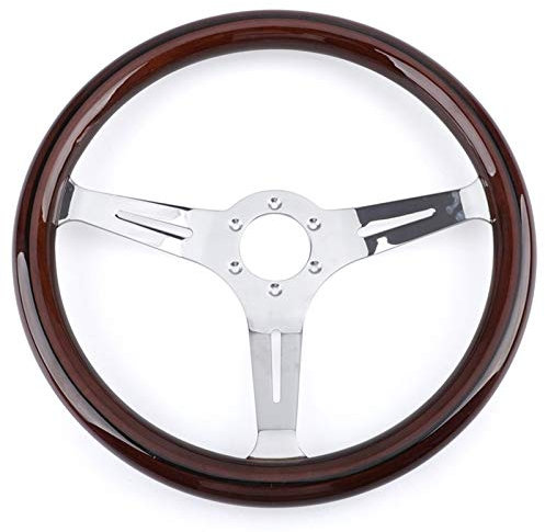 Sportlenkrad,Drift Lenkrad,Auto Lenkrad Universal-380mm 15 Zoll Klassisches Nostalgie Stil Holzmaserung Lenkrad