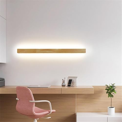 GZZBMY LED Holz Wandlampe Innen Minimalistisch Modern Wandleuchte Streifen Wandlichter Acryl Trikolore Wandlampen Badezimmer Wohnzimmer Schlafzimmer Flur Warmweiß Nachtlicht (Warmes Licht,60cm)