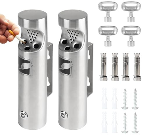 CPROSP 2 Pcs Posacenere da Muro Esterni 28.5 * 6.5 cm, Posacenere da Parete per Esterno in Acciaio Inox, per Giardini, Cortili, Balconi, Ville Controllo, Degli Odori