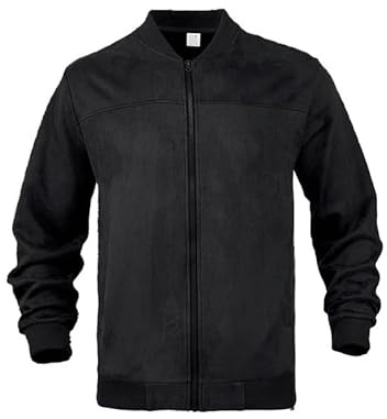 TOSHIKII Giacca Casual in camoscio Finto da Uomo Vintage Suede Varsity Giacca Leggera in camoscio Bomber Giacche
