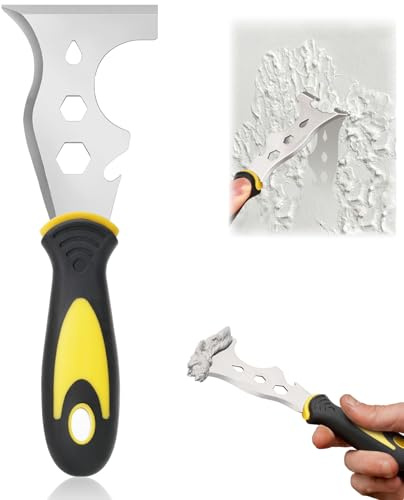 profiwoab 13-in-1 Stainless Steel Painters Tool, Multi-Purpose Scraper, Roller Cleaner, Nail Puller, Hammer, and More for Painting, Construction, Home Renovation, DIY Projects