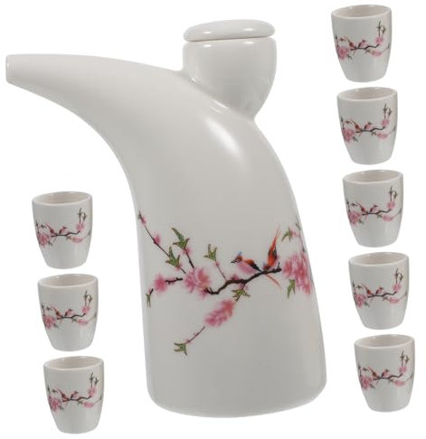 Cabilock Horn Pot Wine Ceramic Sake Jug Ceramic Tea Cups Wine Containers Liquor Serving Bottle for Traditional Tea Ceremonies Enjoying Sake Friends at Home