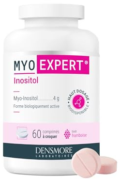 Densmore - MYO EXPERT - 4000 mg Myo-inositol - SOPK - Cure 20 jours | Equilibre hormonal, Haut dosage, Goût framboise, 60 comprimés à croquer, Frabriqué en France