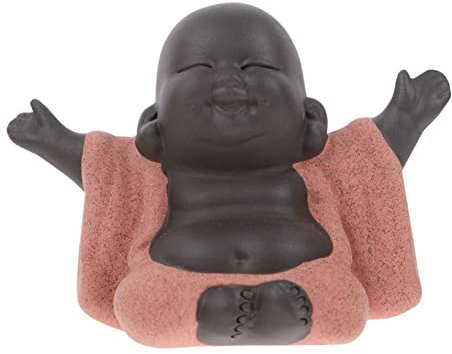 HIAKDOFT Statua Di Buddha Maitreya in Ceramica Artigianale, Statuina Intagliata a Mano Base Antiscivolo, Decorazione Feng Shui Per Casa, Ufficio e Tavola Da Tè, Idea Regalo Per Festività e Capodanno