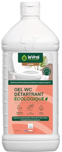 LE VRAI PROFESSIONNEL - Gel WC Détartrant - Produit Anti-Calcaire - Nettoyant toilettes - Parfum Pin des Landes - Fabrication Française - Flacon 1L
