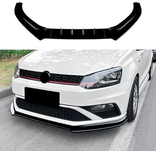FALMDCQ Compatibile per Volkswagen VW Polo MK5 6C GTI 2015-2018, Spoiler per Paraurti Anteriore per Auto, Diffusore per Labbra Canard, Pala per Carrozzeria AntiGraffio,A-Glossy Black