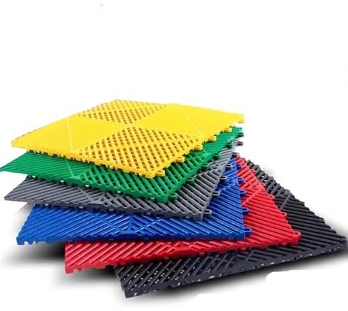 WJYWX Suelo Entrelazado, Baldosas De PVC, Alfombrillas De 40 X 40 Cm, Grosor 1,8 Cm. Alfombrilla Modular Entrelazada con Acolchado para Taller, Drenaje para Garaje(Blue,2pcs)