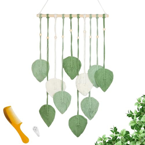SAMANTHAHALLLTD 1 Piezas Tapiz Hojas Verdes con peine y enganche, 90 x 40 cm Alfombra pared Hecha a mano,Tapiz decoración pared,Decoración Pared, Alfombra Hoja Hecha a mano, para dormitorio