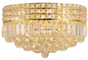 MSSIAN Kronleuchter Gold, Kronleuchter Kristall, Kronleuchter Vintage & Kronleuchter Modern – Dimmbar & Höhenverstellbar, 6x E14, Deckenleuchte Kristall, Deckenleuchte Gold, Ø 42 cm