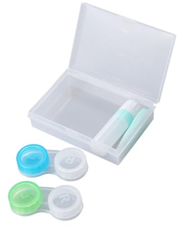 DECORNIJIA 2pc Lens Case Storage Jar Green Lens Double Boxes and Wearing Tools for Storage Box
