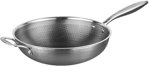 Prochef HexGuard Wok, Non-Stick, 30cm, Stainless Steel, Tri-Ply Construction, Metal Utensil-Safe, Induction Compatible, Dishwasher Safe, 9cm Height, Oven Safe to 230°C