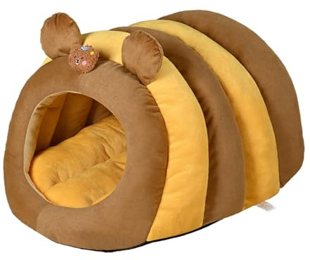 Ｚｉａｌｏｆｉ Katzenhöhle Katzenbett Haustierhöhle Hundehöhle Abnehmbares Plüschpolster Gemütlich für Kitten Welpen Innenräume, M