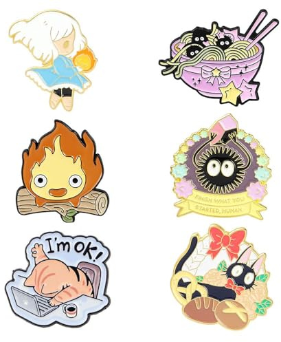 XFSRG 6 Pezzi Spille Smaltate Set Badge Anime Giapponesi Resistente Lega di Zinco Accessori Moda Kawaii Regalo per Appassionati di Manga