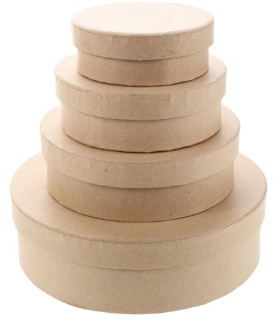 CONGARTENO 4 Runde Geschenkboxen aus Kraftpapier mit Deckel Stabile Vielseitige Kartons zum Basteln und Verpacken von Blumen Schmuck und Gastgeschenken für Valentinstag und Hochzeiten