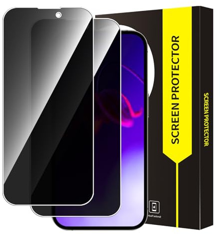 Cable Leader 2 Stück Schutzfolie für Panzerglas für iPhone 15/15 Pro (6,1 Zoll) Sichtschutz, 9H Härte Sichtschutzfolie, 2,5D Privatsphäre Anti-Spähen iPhone 15/15 Pro Displayschutz Blickschutzfolie