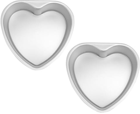 Uonlytech Molde para Pastel Forma de Corazón Pequeño de 6 Pulgadas, Base Fija, Juego de 2 Piezas, Molde para Hornear Reutilizable en Cocina y Pastelería, Adecuado para Tartas y Bizcochos