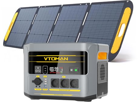VTOMAN FlashSpeed 2400 Tragbare Powerstation mit 200W Pro Solarpanel | 2400W AC Ausgang, 1408Wh LiFePO₄, erweiterbar bis 2688Wh, 1 Std. Schnellladung, Solargenerator für Outdoor Camping, Zuhause