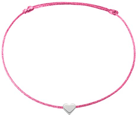 Selfmade Jewelry Fußkettchen Damen Herz Größenverstellbare Fußkette Fußschmuck Handmade in Germany Inkl. Geschenk-Verpackung (Silber - Pink)