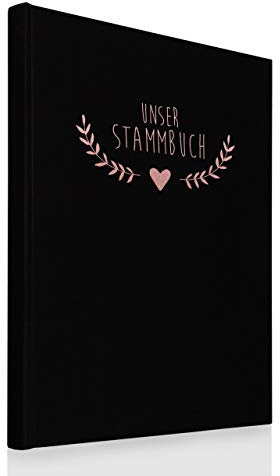 Hochzeitideal Stammbuch der Familie DIN A4 'Boho' Leinen (schwarz)