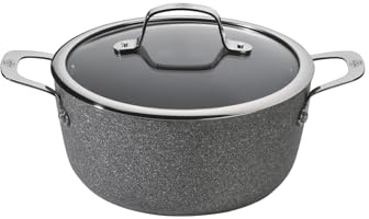 Hohe Kasserolle aus Aluminium, antihaftbeschichtet, für Induktion mit Griffen und Deckel, Linie Salina, Durchmesser 20 cm