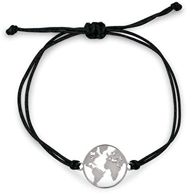 Nuoli® Weltkugel Armband Damen (verstellbar bis 20cm) mit Weltkarte Anhänger für Frauen & Mädchen, aus Edelstahl