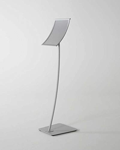 Infoständer konkav mit flexibler Magnetfolie für Einlagen in DIN A4, Stahl silber