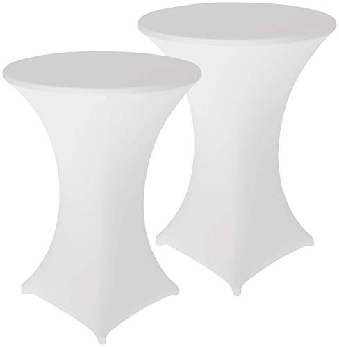 infactory Hussen: 2er-Set Stretch-Stehtischhussen, Oeko-TEX® Standard 100, Ø 80 cm, weiß (Hussen Tische, Tischschonbezug)