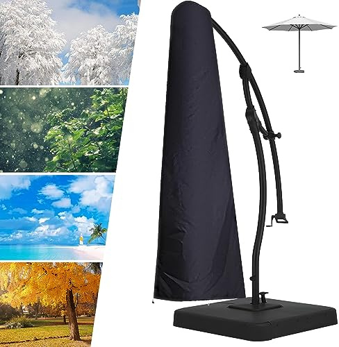 skyfiree Patio Umbrella Cover 600D Waterproof Oxford Fabric Outdoor Umbrella Covers for Offset Cantilever Umbrella, Fits Patio Umbrella 9-13 Ft, Black Umbrella Cover