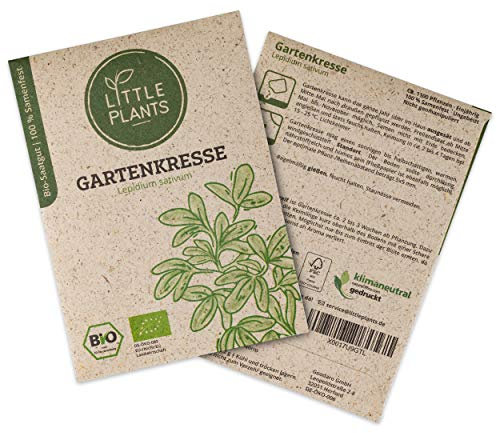 Little Plants BIO Gartenkresse Samen, 1100 Kressesamen, hohe Keimrate, 100% Natürlich, BIO Samen Kresse Saatgut für Kräutergarten Küchenkräuter Hochbeet – BIO Kräutersamen Nachhaltig