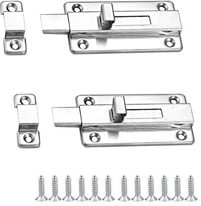 YuZhou 2Pcs Door Lock Bathroom Lock Gate Bolt Toilet Door Lock 4 Inch Small Door Bolt Snib Lock Stainless Steel Slide Lock Latch Sliding Lock Heavy Duty Door Latch Lock for Internal Doors Bedroom