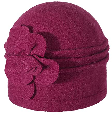 ZLYC Damen Winter Wolle Fischerhüte Blumen 1920s Vintage Bowler Hut