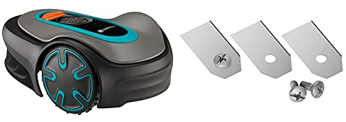 GARDENA Mähroboter SILENO minimo: Bluetooth-App steuert, mäht Flächen bis 250m² & Ersatzmesser für Mähroboter: Klingen, Set mit 9 geschärften Messern und 9 Schrauben