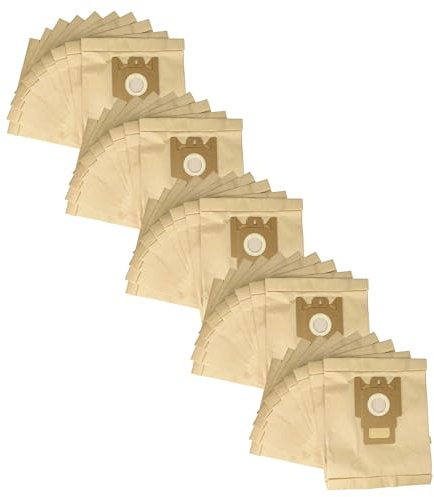 vhbw 50x Vacuum Cleaner Bag compatible with Hoover H22a, H22, H30, H36, H52, H60, H60S, H61 Vacuum Cleaner, type M 28 cm x 20.5 cm, Sand-Coloured