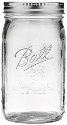 Ball Wide Mouth Glass Mason Jars with Lids and Bands, Used for Canning, Pickling, Juice, Jam, Jelly, Quart Size 32 Ounce (Pack of 8)