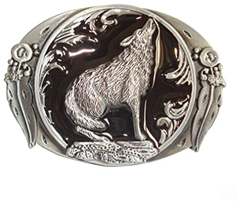 LKMY Herren Gürtelschnalle, 3D Wolf Gürtelschnalle, American Western Cowboy Vintage Tier Gürtelschnalle, Jeans Zubehör für Männer und Frauen, Wolf4b