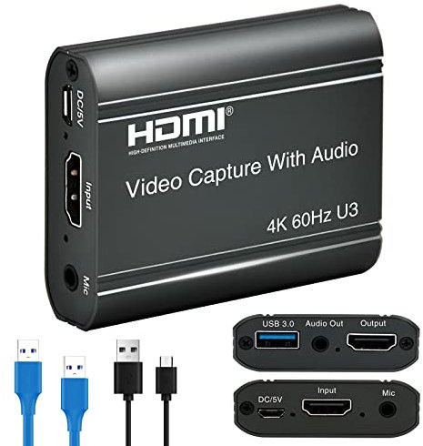 ORIVISION 4K Video Capture Card, HDMI to USB 3.0 with Loopout for Nintendo Switch, 1080p 60fps Game Capture Device with Audio Output for Streaming, Xbox/PS4/PS5/PC, VLC/OBS/Amcap