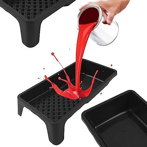 BAUSTER® Farbwanne 320 x 250 mm Farbschale aus Kunststoff Lackierwanne Maler Lackierschale mit handlichem Griff große Lackschale leichtes Malerzubehör Lackwanne Malerbedarf Schwarz (1 Stück)