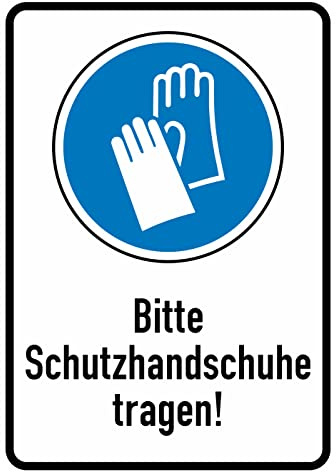 Daged Bitte Schutzhandschuhe Tragen Aufkleber 23x16 cm Hinweiszeichen Sicherheitszeichen Sticker T-125